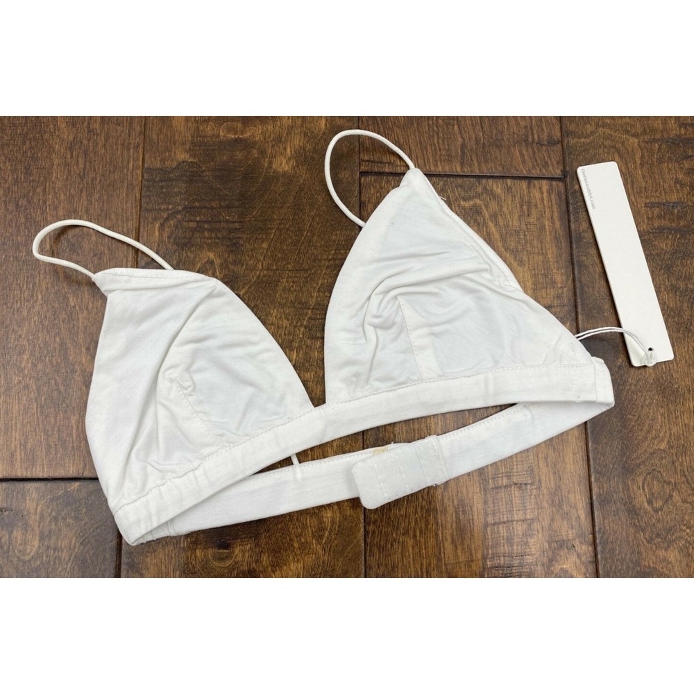 Line & Dot Bralette Womens XS White Triangle Spaghetti Strap Hook Back LB1013V